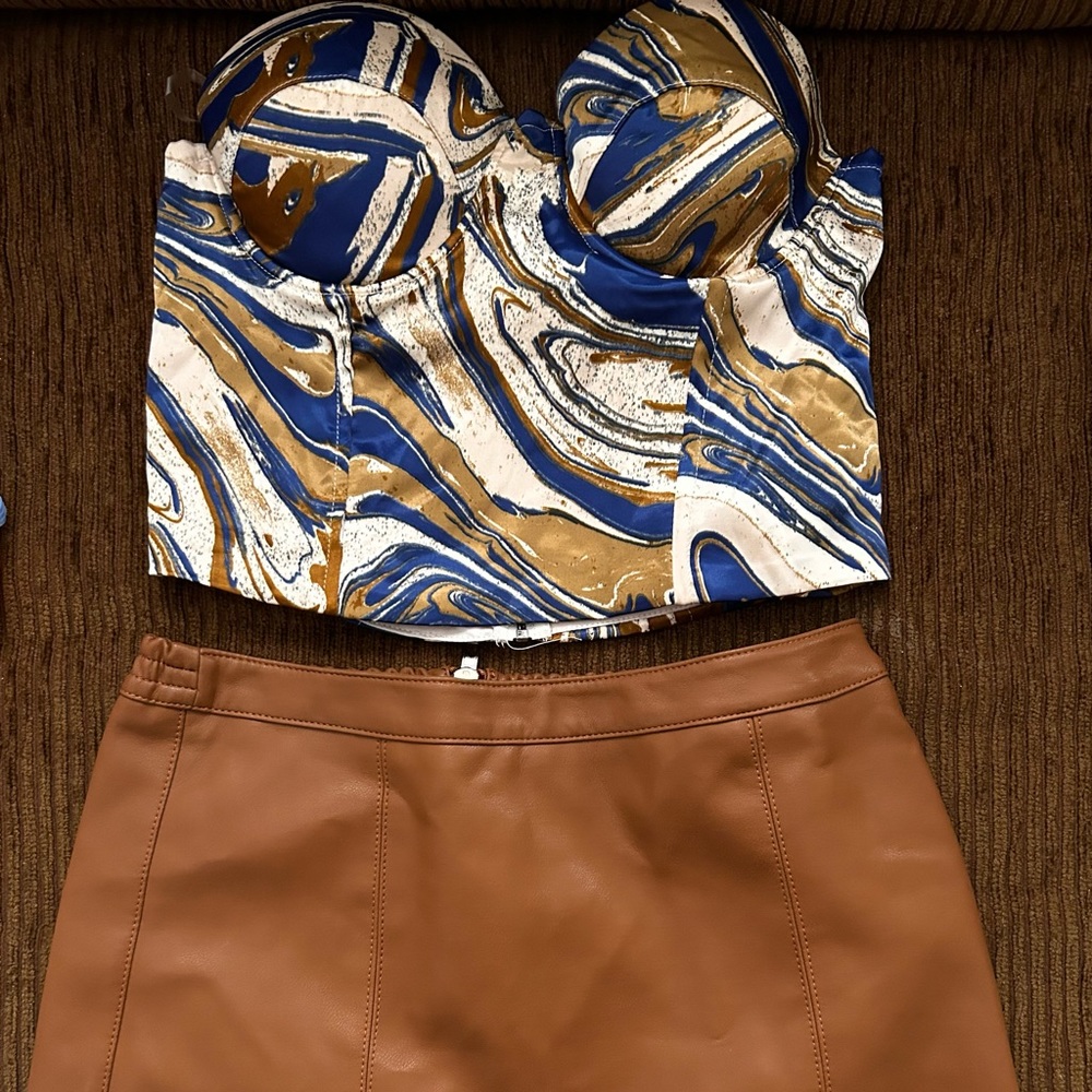 Corset & mini skirt, both brand new without tags!